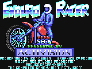 Enduro Racer title screen for Commodore 64